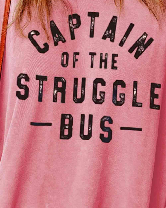 Slogan Graphic Dropped Shoulder Slit Sweatshirt