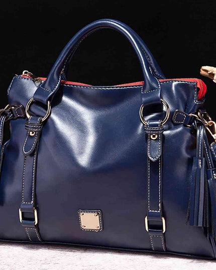 PU Leather Handbag with Tassels