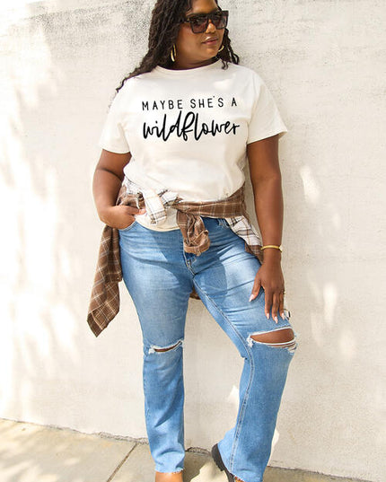 Simply Love Full Size MAYBE SHE'S A WILDFLOWER Short Sleeve T-Shirt