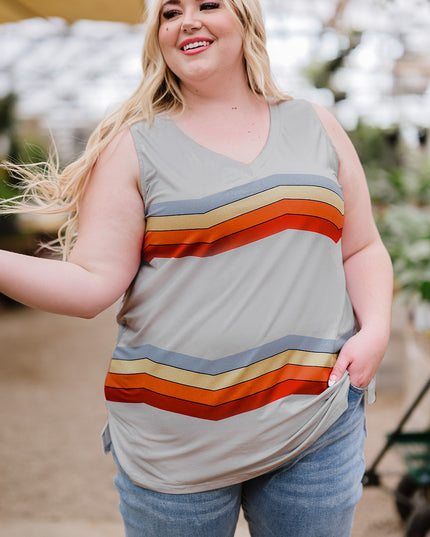 Plus Size Printed V-Neck Tank
