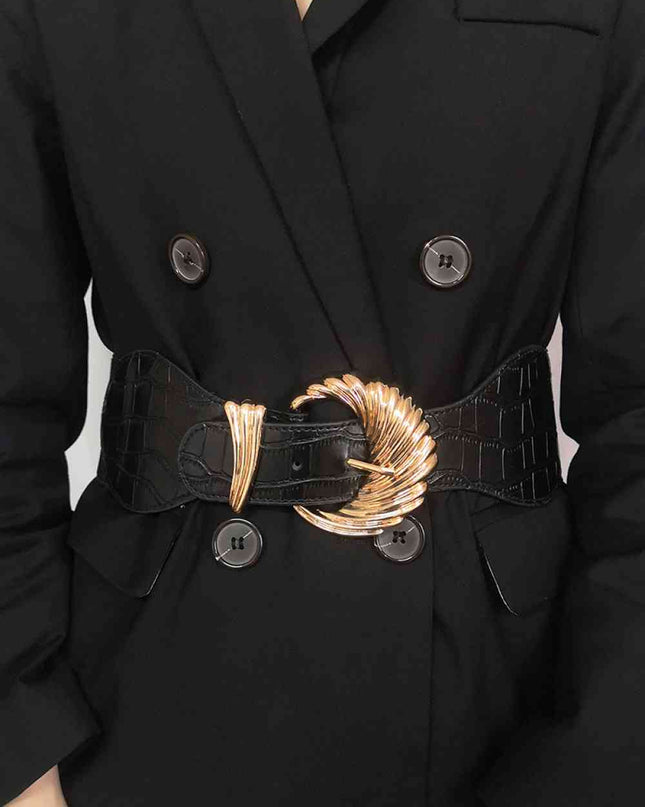 Shell Alloy Buckle Elastic Belt