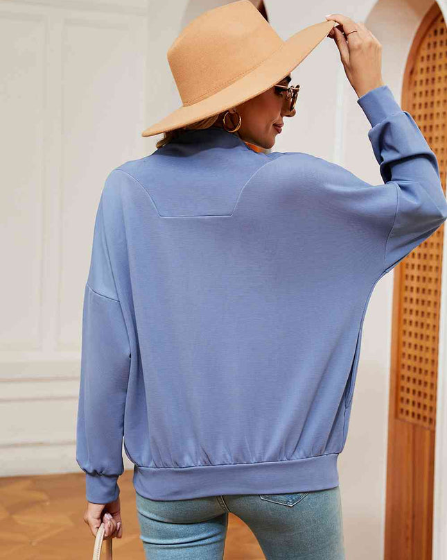 Half-Zip Dropped Shoulder Sweatshirt