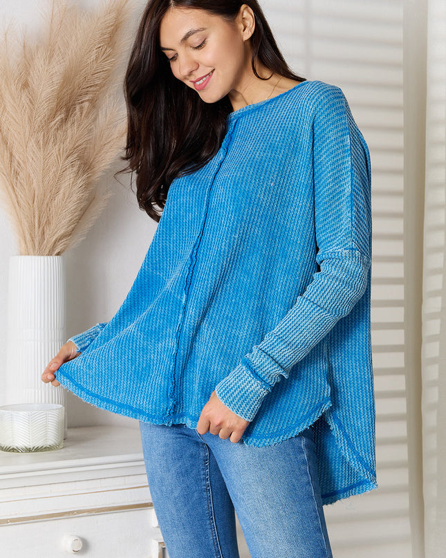Zenana Center Seam Waffle-Knit Top