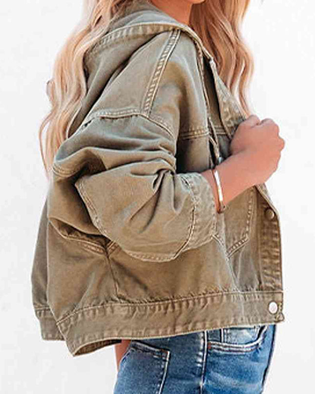 Hooded Dropped Shoulder Denim Jacket