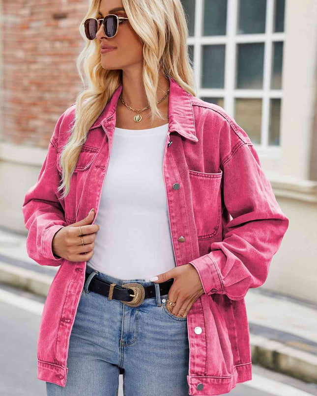 Button Up Denim Jacket with Pockets