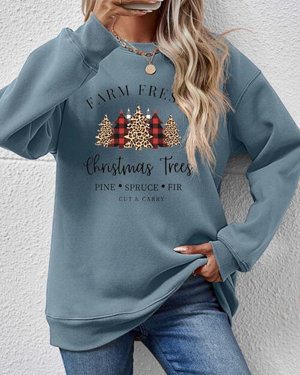 Graphic Round Neck Long Sleeve Sweatshirt