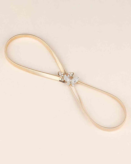 Rhinestone Butterfly Elastic Metal Belt