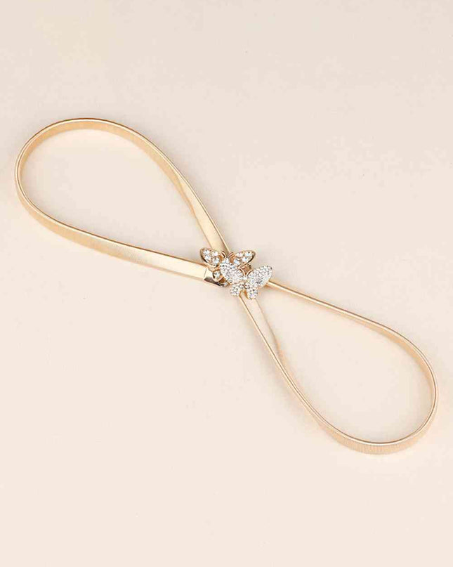 Rhinestone Butterfly Elastic Metal Belt
