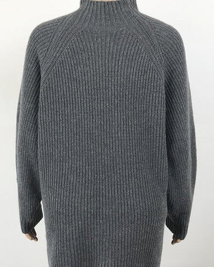 Mock Neck Dropped Shoulder Sweater Dress
