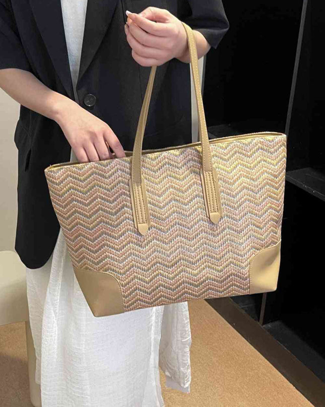 Chevron Straw Tote Bag