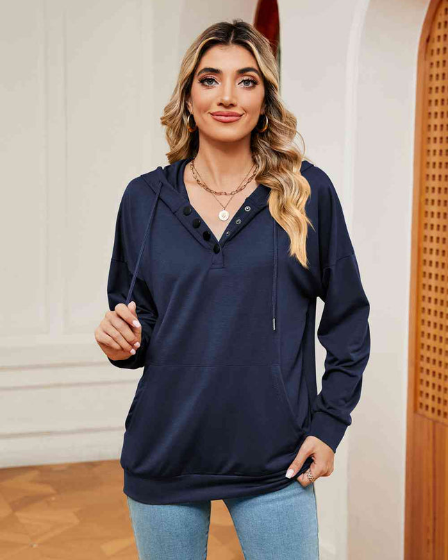Quarter-Snap Drawstring Hoodie
