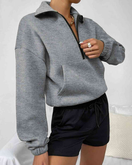 Half-Zip Dropped Shoulder Sweatshirt