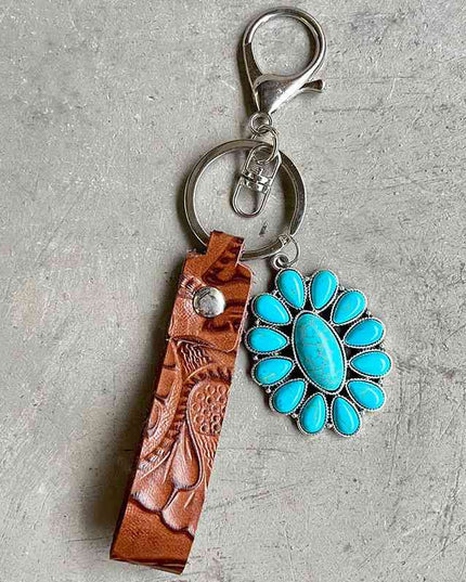 Turquoise Genuine Leather Key Chain
