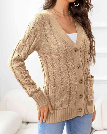 Button Down Cable-Knit Cardigan