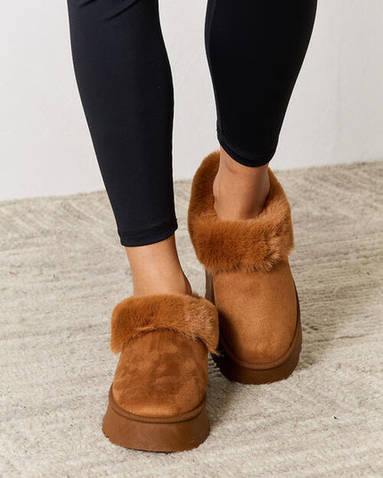 Legend Footwear Furry Chunky Platform Ankle Boots