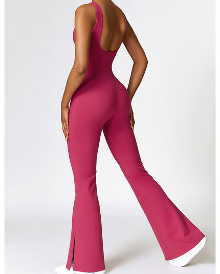 Wide Strap Bootcut Slit Active Jumpsuit