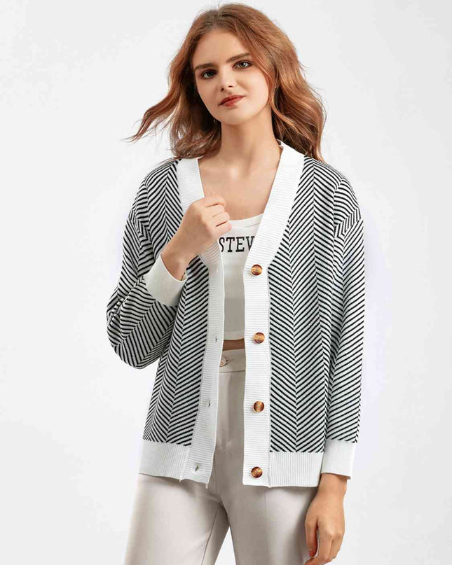 Button Down V-Neck Cardigan