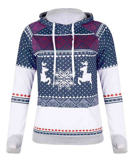 Printed Long Sleeve Hoodie with Pocket