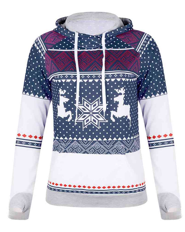 Printed Long Sleeve Hoodie with Pocket