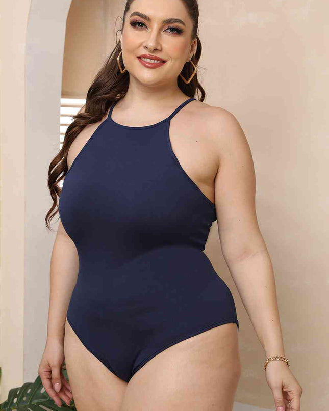 Plus Size Halter Neck Spaghetti Strap Bodysuit