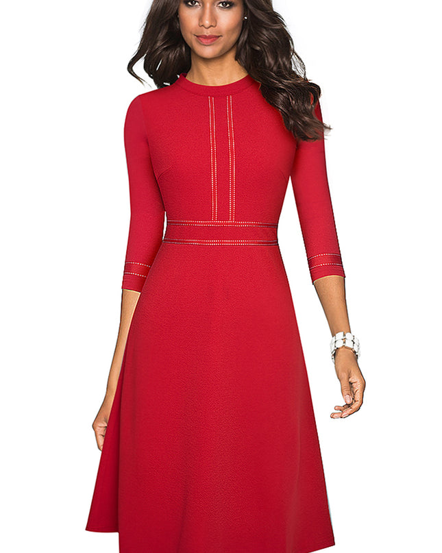Round Neck Three-Quater Sleeve Dress