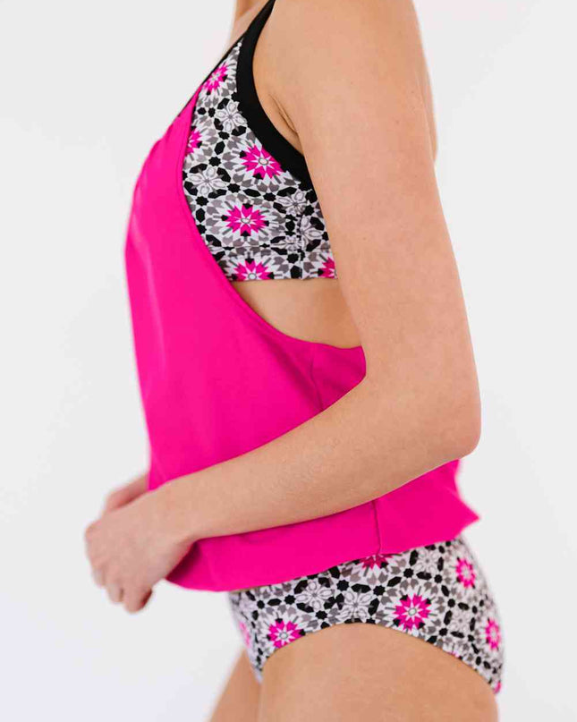 Cutout Crisscross Back Tankini Set