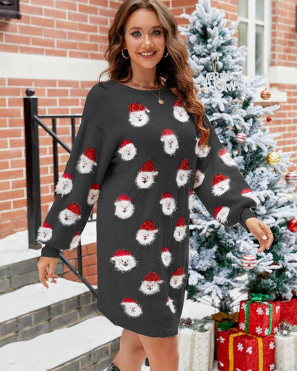 Round Neck Dropped Shoulder Sweater Dress