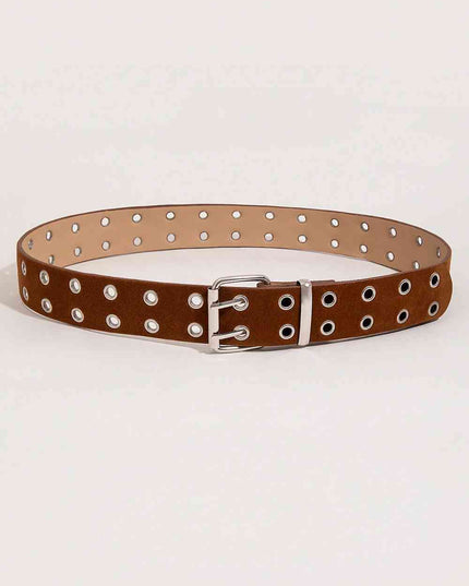Double Row Grommet PU Leather Belt