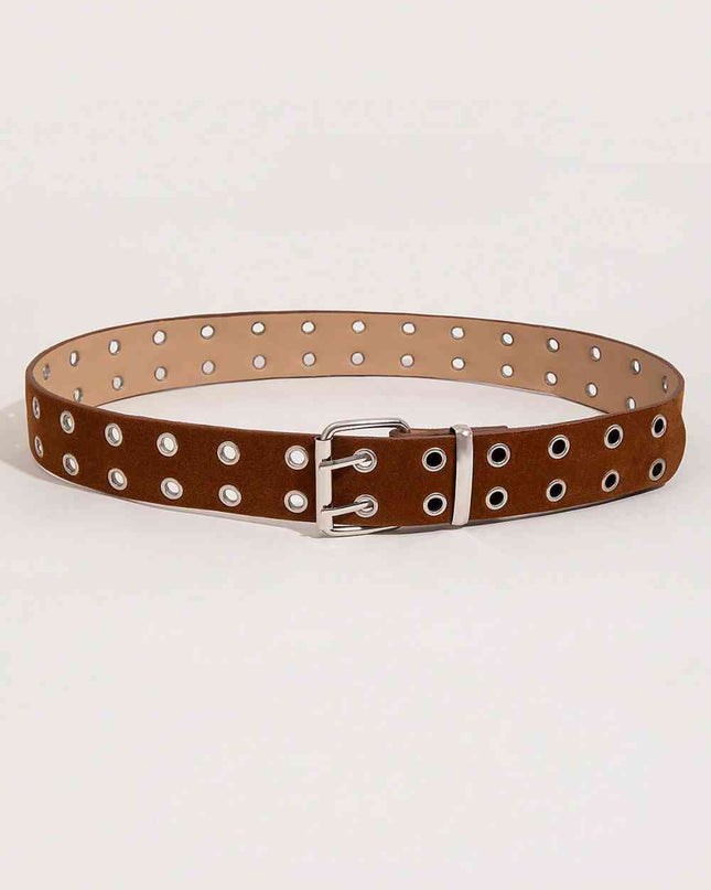 Double Row Grommet PU Leather Belt