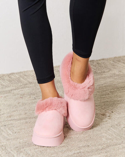 Legend Footwear Furry Chunky Platform Ankle Boots