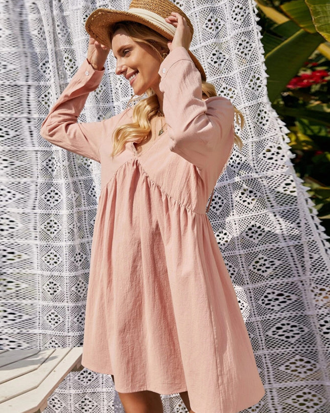 Lace Detail V-Neck Tie-Back Dress