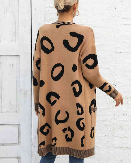 Printed Long Sleeve Cardigan with Pockets