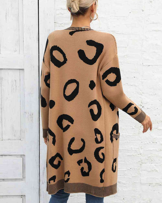 Printed Long Sleeve Cardigan with Pockets