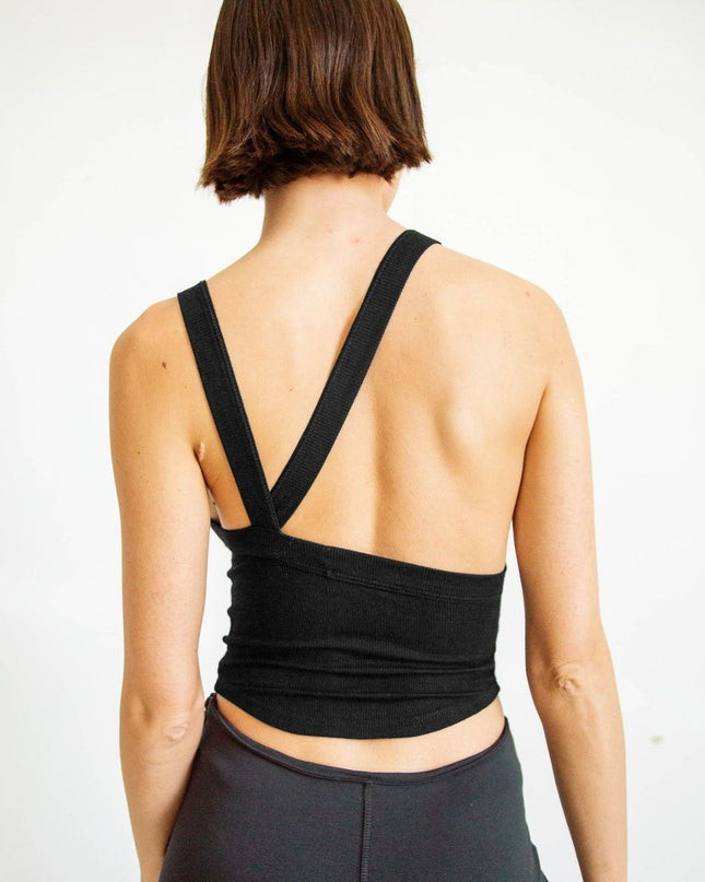 Halter Neck Ribbed Cropped Top