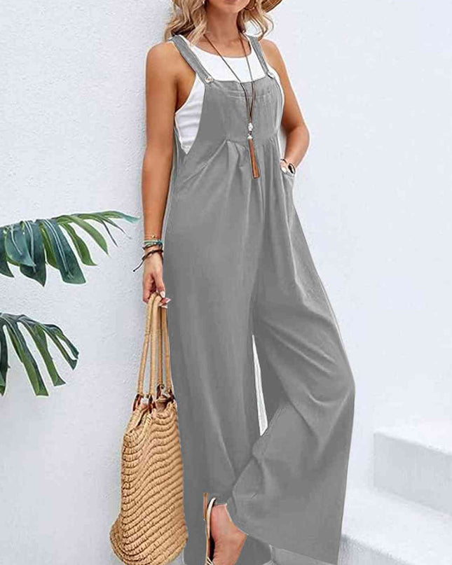 Full Size Wide Leg Overalls with Pockets