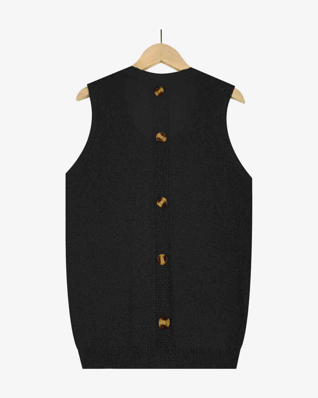 Buttoned Pocket Knit Tank