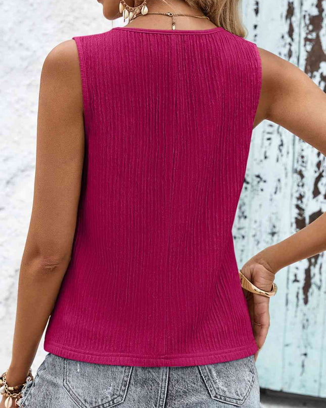 Textured V-Neck Tank Top