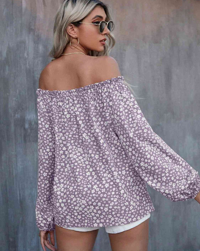 Off-Shoulder Long Sleeve Blouse