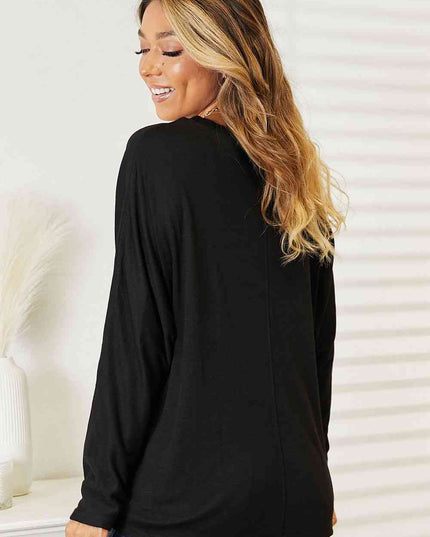 Double Take Seam Detail Round Neck Long Sleeve Top