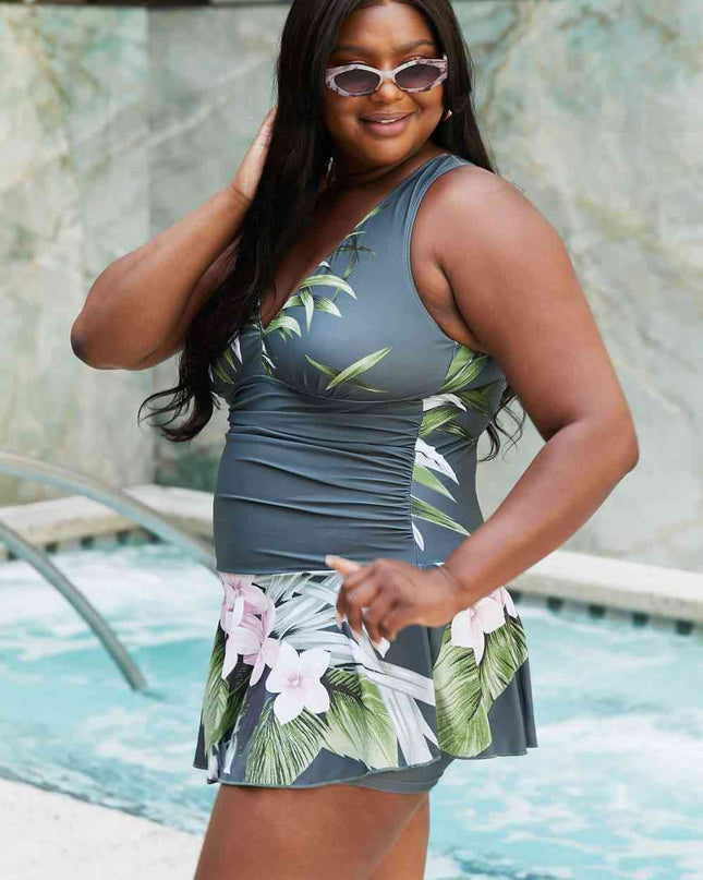 Marina West Swim Full Size Clear Waters Swim Dress in Aloha Forest