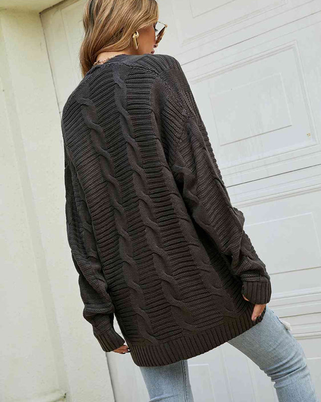 Open Front Dropped Shoulder Longline Cardigan