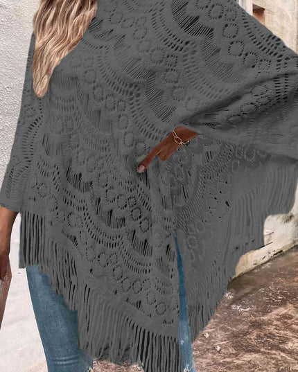 Openwork Fringe Detail Poncho