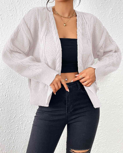 Cable-Knit Open Front Cardigan