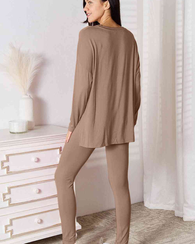 Basic Bae Full Size V-Neck Soft Rayon Long Sleeve Top and Pants Lounge Set