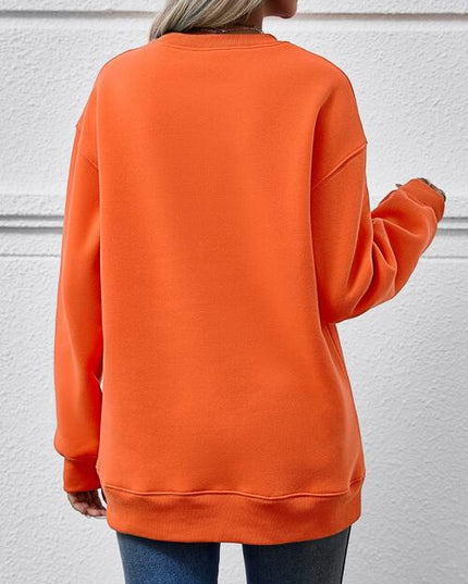 Letter Graphic Round Neck Long Sleeve Sweatshirt