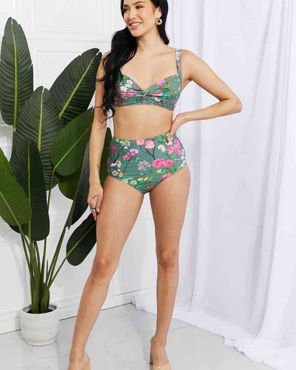 Marina West Swim Take A Dip Twist High-Rise Bikini in Sage