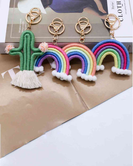 Assorted 4-Pack Hand-Woven Keychain with Clasp