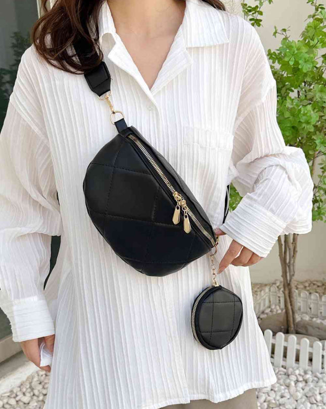 PU Leather Sling Bag with Small Purse