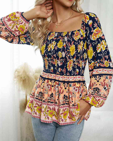 Square Neck Printed Blouse