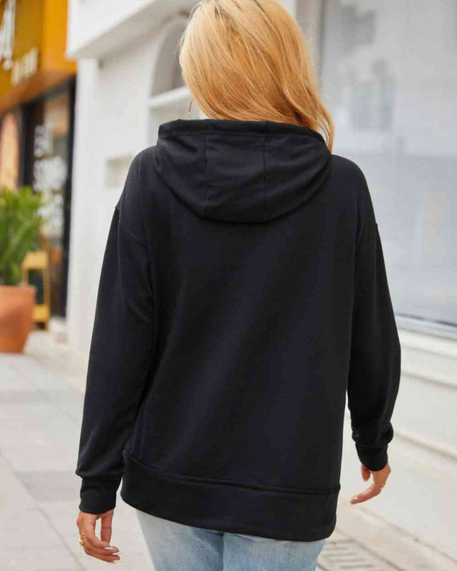 Zip Detail Drawstring Hoodie